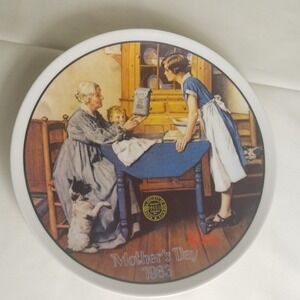 Knowles Norman Rockwell Mother's Day 1983‎ Add two cups Plate Limited Edition